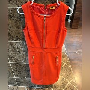 Tory Burch Orange Sleeveless Dress with Zipper Details Size 2